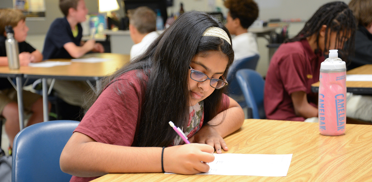 student completing assignment